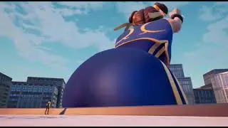Giantess Chun-li in the city