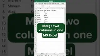 Merge OR Concatenate two columns in Ms Excel