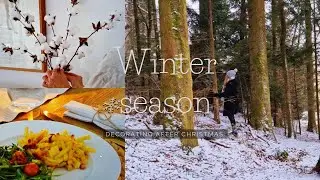 Winter decorate with me / DIY cotton flower /cozy vlog❄️