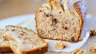 Banana Cake with Hazelnuts and Chocolate| Easy Banana Bread Recipe no mixer ASMR