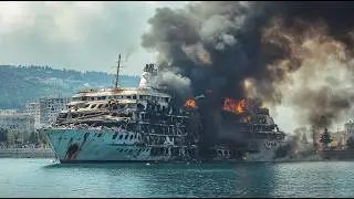 3 MINUTES AGO! Russian cruise ship with 250,000 tons of Korean ammo sent to bottom by Ukrainian F-16