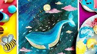 РИСУЕМ🐳КИТА В КОСМОСЕ🌒🌍🌕#длядетей#рисоватьлегко