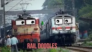 Rail Doodles | When a Train overtakes another Train