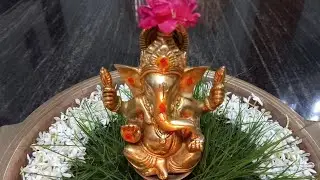 Ganpathi decoration idea at home/Arugampul Ganpathi decor/urli decor /vlog