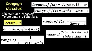 Domain and range of Trig function | Cengage Calculus | Function| Lecture-07 | Problems of Cengage