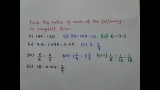 Express ratio in simplest form  |  Write ratio in simplest form (Decimals, Fractions)