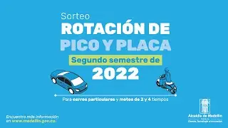 Sorteo Rotación #PicoyPlacaMED Segundo Semestre de 2022