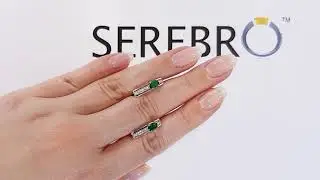 Серьги из серебра с изумрудом нано 