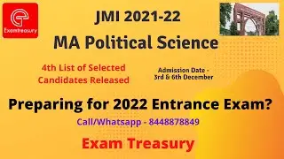 JMI 2021-22 | MA Political Science | 4th Cutoff List Released | Exam Treasury