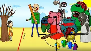 어몽어스, 오징어게임, squid game, baldi, 좀비, zombie, granny, scp, Siren Head, piggy, among us