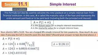 MATH 110 Sec 11.1 (S2020): Simple Interest/11.4 Stocks, Bonds, Mutual Funds