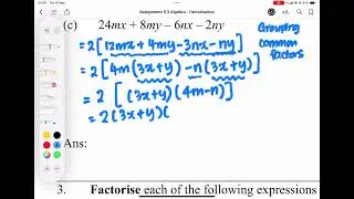 (2024) Assignment 5.3 Q2c - Factorisation by Grouping