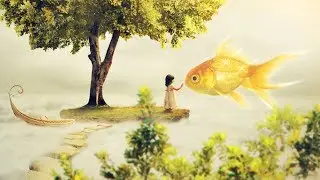 Baby and golden fish Manipulation  Speed Art by CenCen