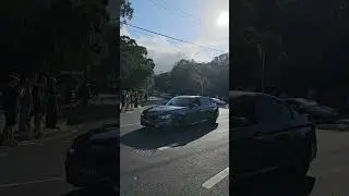 BMW F80 M3 spins tyres leaving car meet