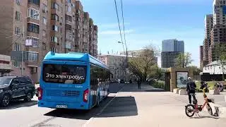 Электробус ЛиАЗ-6274 следует по маршруту 418(т18) ”Рижский Вокзал - Стрельбищевский пер.”