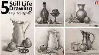 5 Still Life Drawing Ideas | How To Draw Still Life Step By Step with Pencil Shading