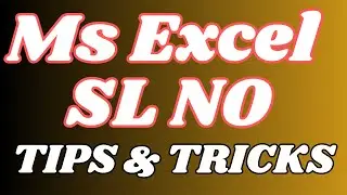 MS EXCEL SL NO TIPS AND TRICK