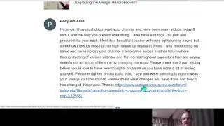 Mirage 760 crossover upgrade & is there difference between how caps sound?
