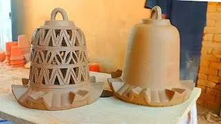Decorative Hanging Bell Making with Clay | Clay Pottery Carving for Home Decoration | CLAY BELL