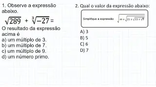 Radiciação exercícios resolvidos 9 ano