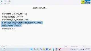 Purchase Cycle In Tally Prime