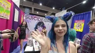 5.7 VR180 3D Models signing posters and taking pictures with fans, convention in San Diego, CA 2019