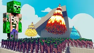 200x MINECRAFT ZOMBIE VILLAGER vs 4x EVERY GOD - Totally Accurate Battle Simulator TABS
