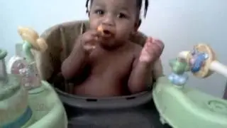 Fat baby eating chips