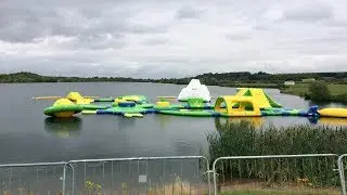 Obstacle course in the water + total wipe out+ kids play the floor is lava outside