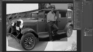 Photo Restoration - Grandpa with his '32 Chevy