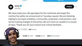 Unity apologizes for the fee policy!