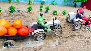 Diy tractor tomato loaded stuck in the mud | diy tractor loading video | @sanocreator