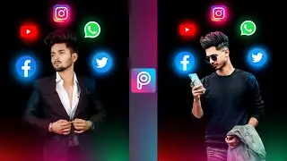 PicsArt Social Media icons Photo Editing Tutorial | Social Neon Glowing icon Photo Editing