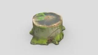 Tree Stump Mossy - low poly PBR 3d model