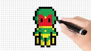 Cara menggambar Vision | Marvel Easy Pixel Art