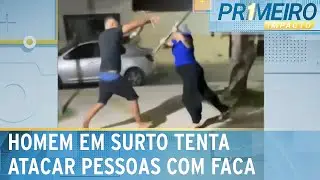 Em surto, homem tenta esfaquear pessoas após acidente de trânsito | Primeiro Impacto (23/01/24)