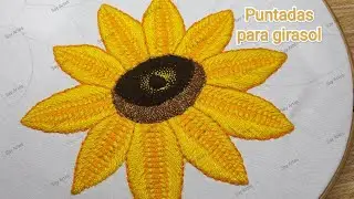 #193 bordando girasol con puntadas bonitas y rápidas de hacer!! | Say Artes