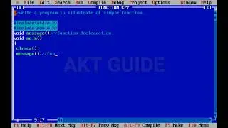 Write a program of simple function//function in c language//akt guide