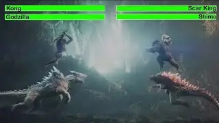 Godzilla x Kong: The New Empire (2024) Final Battle with healthbars