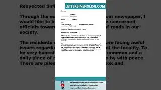 Letter to the Editor on the Topic Bad Roads in Your Locality