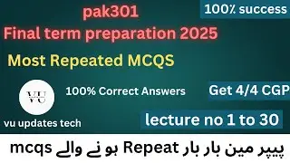 pak301 // important mcqs // vu update // 2024 final term