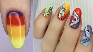 😍Ну очень яркие ногти/ Градиент гель лаком / Радужные ногти / Маникюр 2020/ Текстура на ногтях