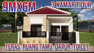 Desain Rumah Minimalis 6x9 meter dengan 3 kamar tidur