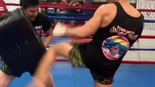 John Tao training body kick