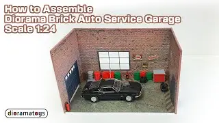 How to Assemble Diorama Brick Auto Garage with Equipment Scale 1:24 Model Car Display Diorama Kit
