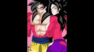 Drawing Goku & Caulifla - SSJ4 version