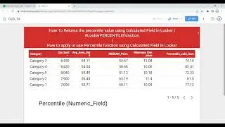How to Apply PERCENTILE Function using Calculated Field in Looker or Google Data Studio