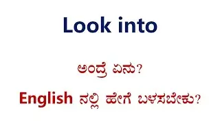 LOOK INTO - Meaning and Examples (ಕನ್ನಡದಲ್ಲಿ)