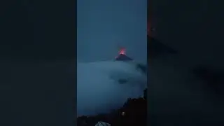 Fuego Volcano Eruption Viewed from Above the Clouds