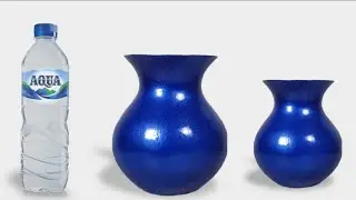 plastic bottle flower vase making - look like ceramic vase//cara membuat vas bunga dari botol bekas